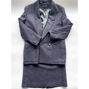 Vintage Women's Giorgio Sant Angelo Houndstooth Wool Skirt Suit Set Size 12